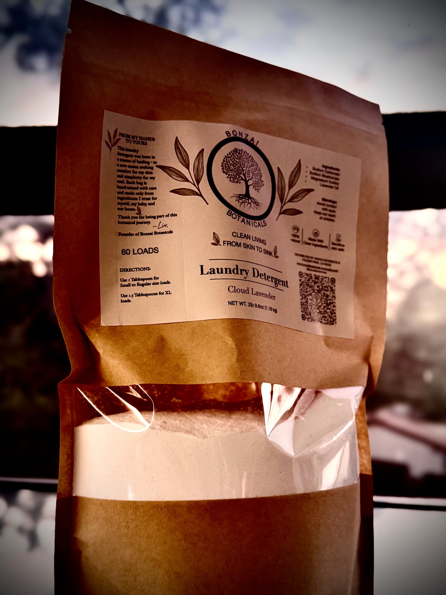 Non-toxic lavender laundry detergent, chemical-free plant-based fabric cleaner, safe for family use